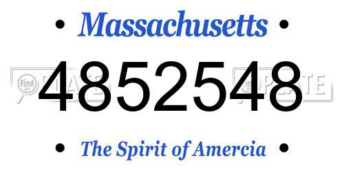 4852548 Massachusetts License Plate