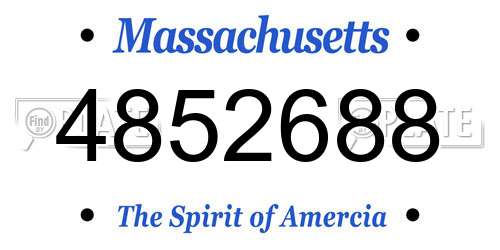 4852688 Massachusetts License Plate