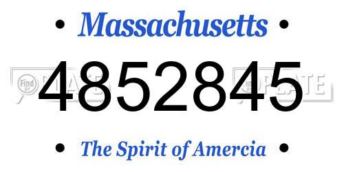 4852845 Massachusetts License Plate