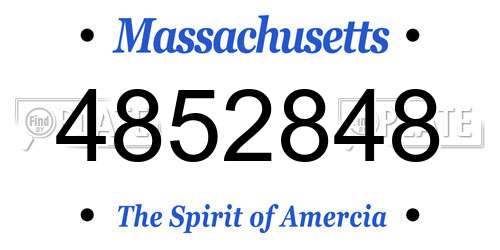 4852848 Massachusetts License Plate