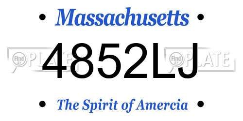 4852LJ Massachusetts License Plate