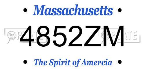 4852ZM Massachusetts License Plate