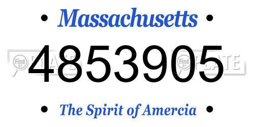 4853905 Massachusetts License Plate