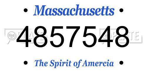 4857548 Massachusetts License Plate