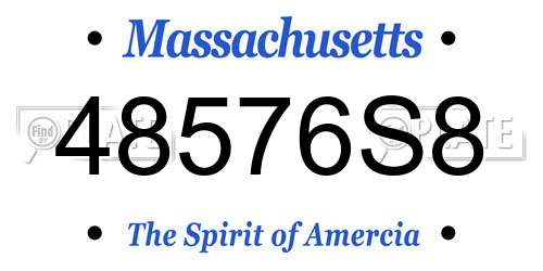 48576S8 Massachusetts License Plate