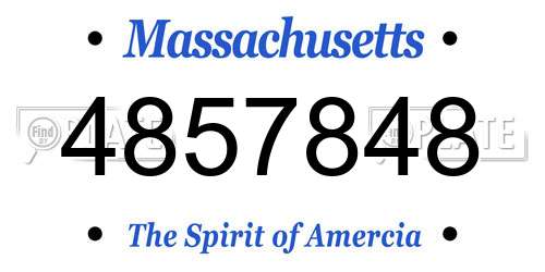 4857848 Massachusetts License Plate