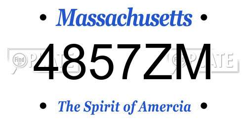 4857ZM Massachusetts License Plate