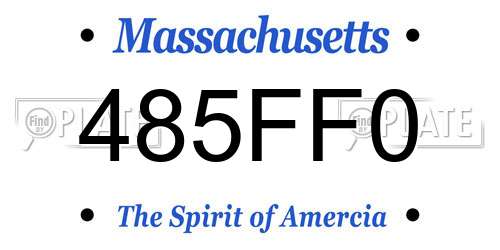 485FF0 Massachusetts License Plate
