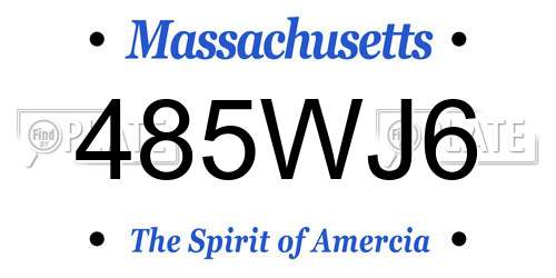 485WJ6 Massachusetts License Plate