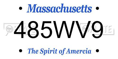 485WV9 Massachusetts License Plate