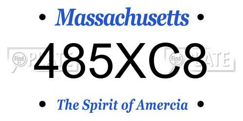 485XC8 Massachusetts License Plate