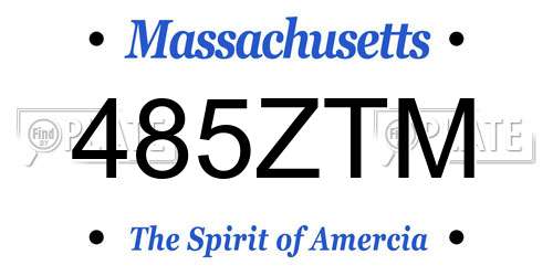 485ZTM Massachusetts License Plate