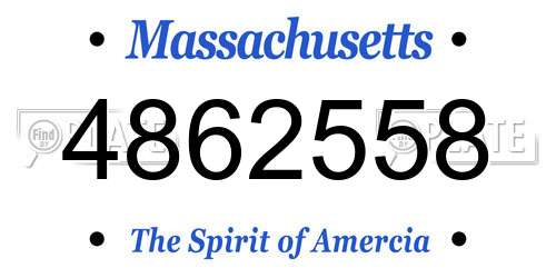4862558 Massachusetts License Plate