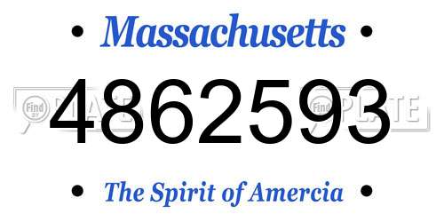 4862593 Massachusetts License Plate