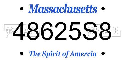 48625S8 Massachusetts License Plate