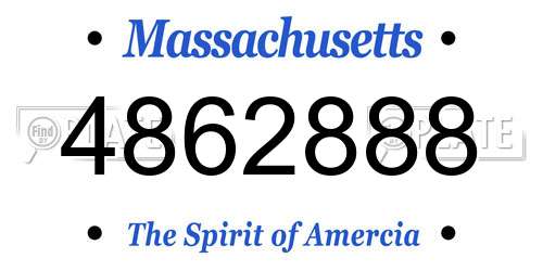 4862888 Massachusetts License Plate