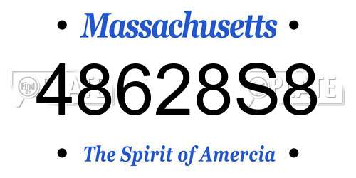 48628S8 Massachusetts License Plate