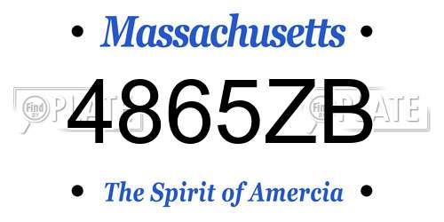 4865ZB Massachusetts License Plate