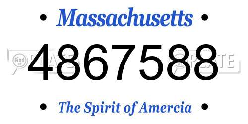 4867588 Massachusetts License Plate