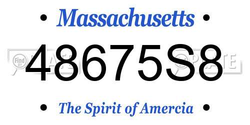 48675S8 Massachusetts License Plate