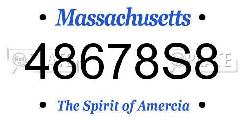 48678S8 Massachusetts License Plate