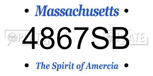 4867SB Massachusetts License Plate