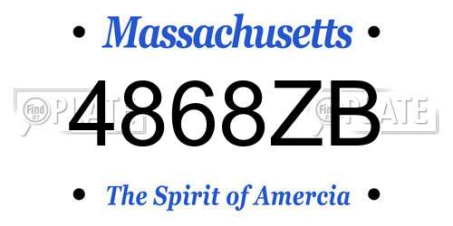 4868ZB Massachusetts License Plate