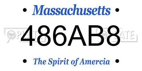 486AB8 Massachusetts License Plate