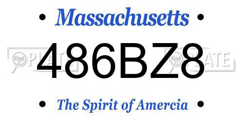 486BZ8 Massachusetts License Plate