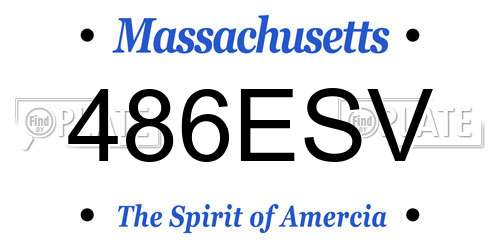 486ESV Massachusetts License Plate
