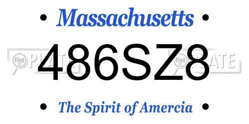486SZ8 Massachusetts License Plate