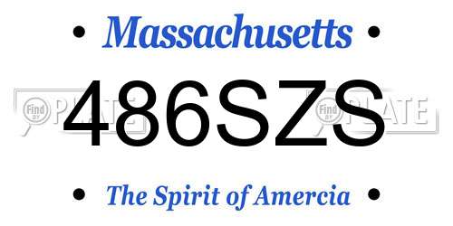 486SZS Massachusetts License Plate