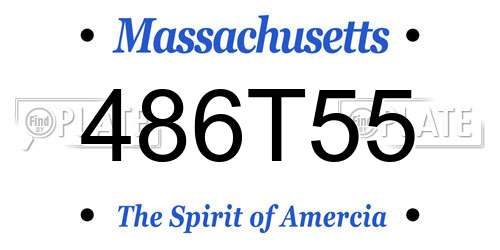486T55 Massachusetts License Plate