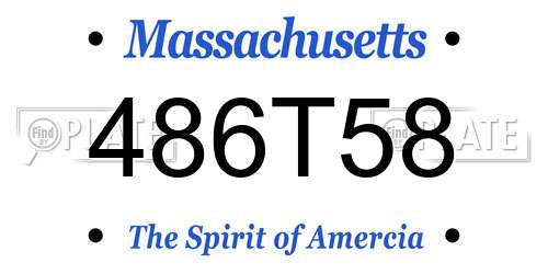 486T58 Massachusetts License Plate