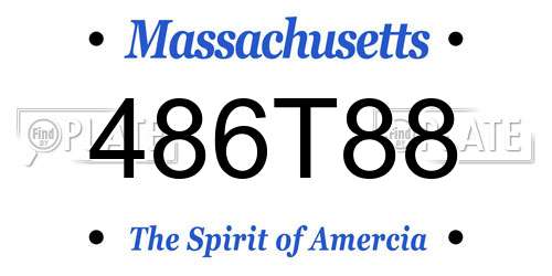 486T88 Massachusetts License Plate
