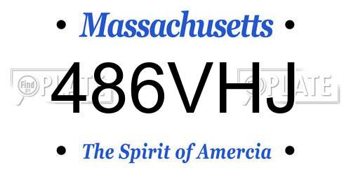 486VHJ Massachusetts License Plate
