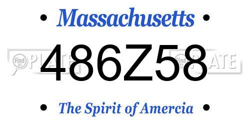 486Z58 Massachusetts License Plate