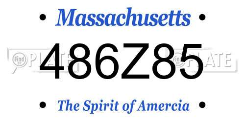 486Z85 Massachusetts License Plate