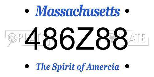 486Z88 Massachusetts License Plate