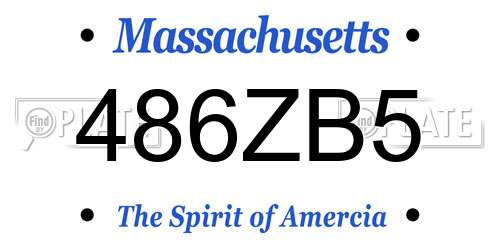 486ZB5 Massachusetts License Plate