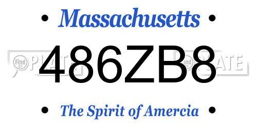 486ZB8 Massachusetts License Plate