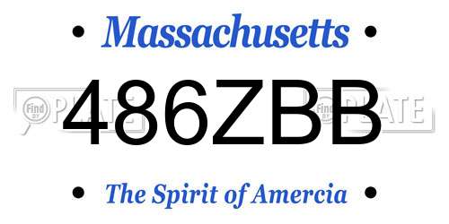 486ZBB Massachusetts License Plate