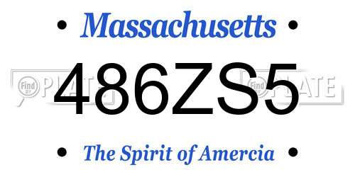 486ZS5 Massachusetts License Plate
