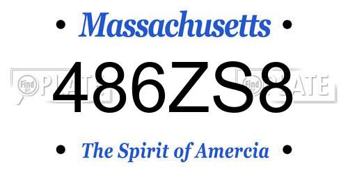 486ZS8 Massachusetts License Plate