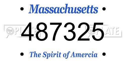 487325 Massachusetts License Plate
