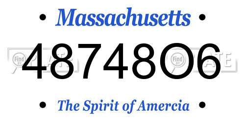 48748O6 Massachusetts License Plate