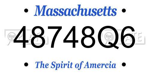 48748Q6 Massachusetts License Plate