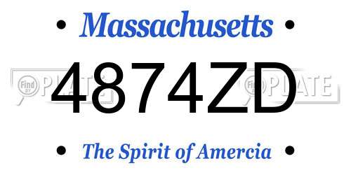4874ZD Massachusetts License Plate