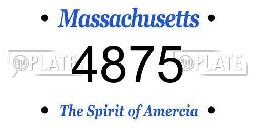 4875 Massachusetts License Plate