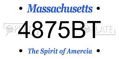 4875BT Massachusetts License Plate